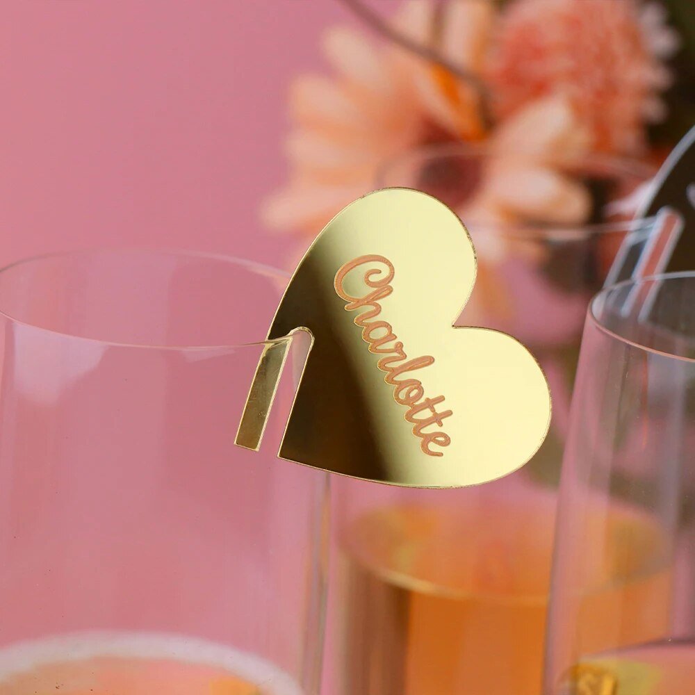 Acrylic Wedding Name Place Cards Mirror Acrylic Drink Tag Place Drink Topper