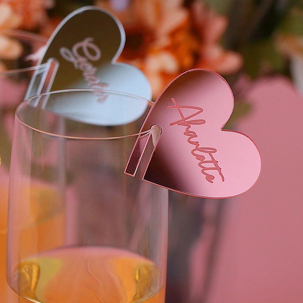 Acrylic Wedding Name Place Cards Mirror Acrylic Drink Tag Place Drink Topper