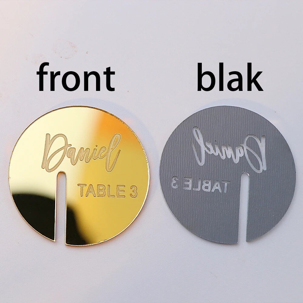 Acrylic Wedding Name Place Cards Mirror Acrylic Drink Tag Place Drink Topper