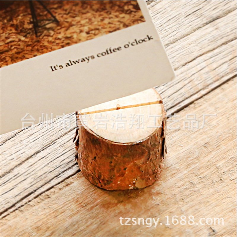 Unfinished Natural Wooden Tree Stump Photo Clip Wooden Place Card Holder Rustic Decoration For Wedding