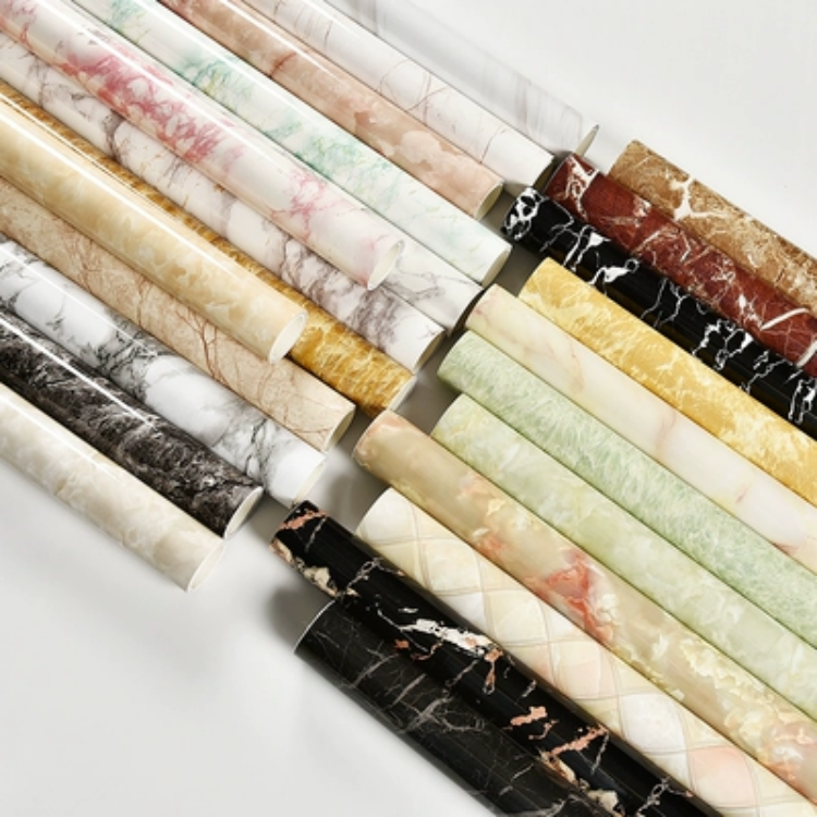 Wholesales Stock series Low Price PVC self adhesive decorative film wallpaper funiture sticker marble design for kitchen
