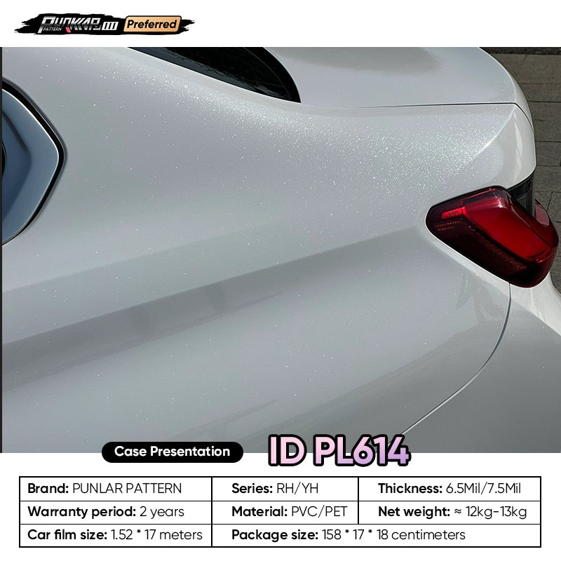 Customizable OEM Diamond Pearl White Car Wrap Vinyl PET High-Gloss PVC Film 1.52Wide Car Stickers Waterproof Color-Changing Film
