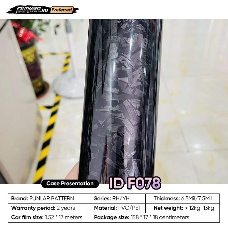 Customizable OEM Carbon Fiber Pattern Car Wrap Vinyl PET High-Gloss PVC Film 1.52 Car Stickers Waterproof Color-Changing Film