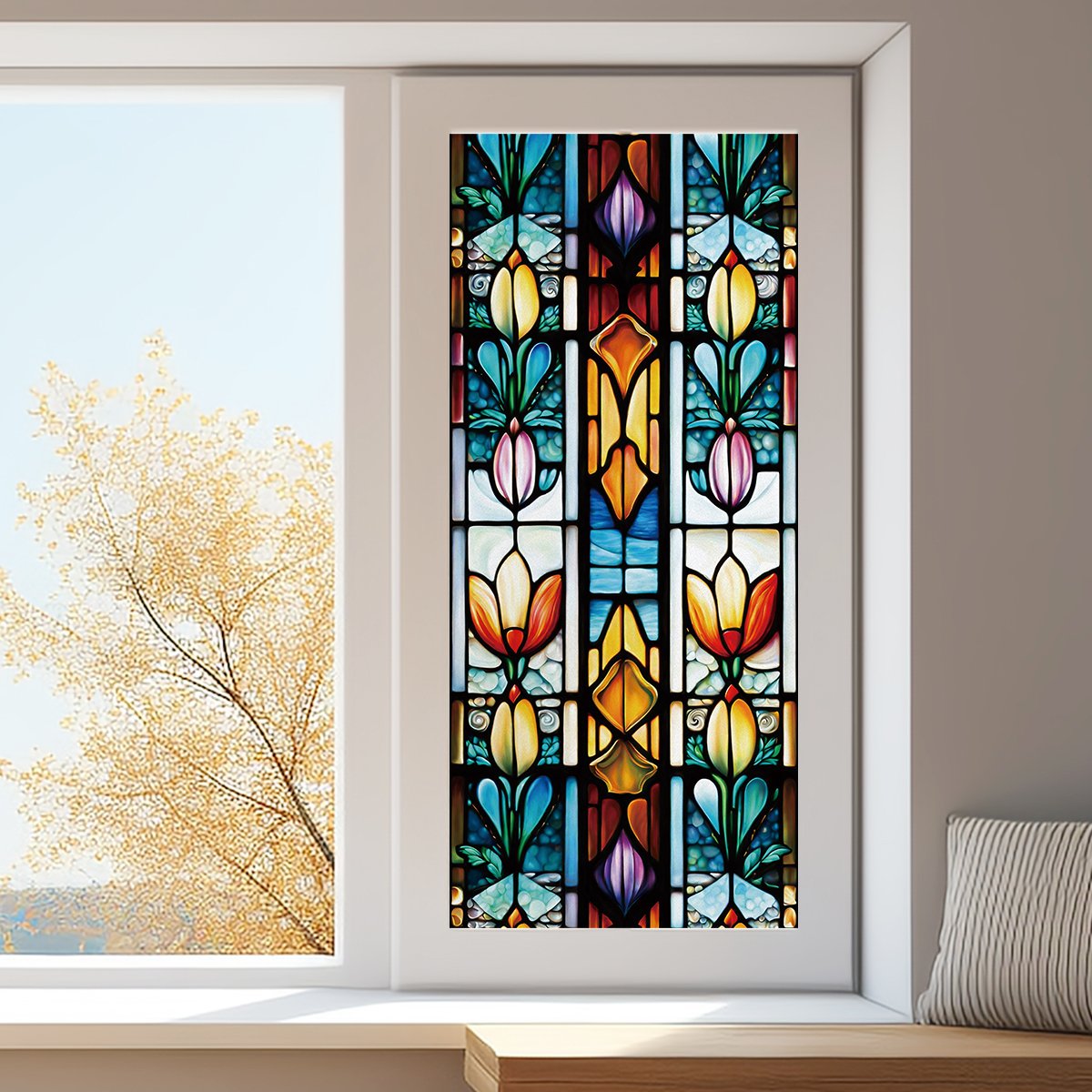 Hot selling Udk Printing Adhesive Stained Glass Sticker Decorative Self Adhesive Window Film