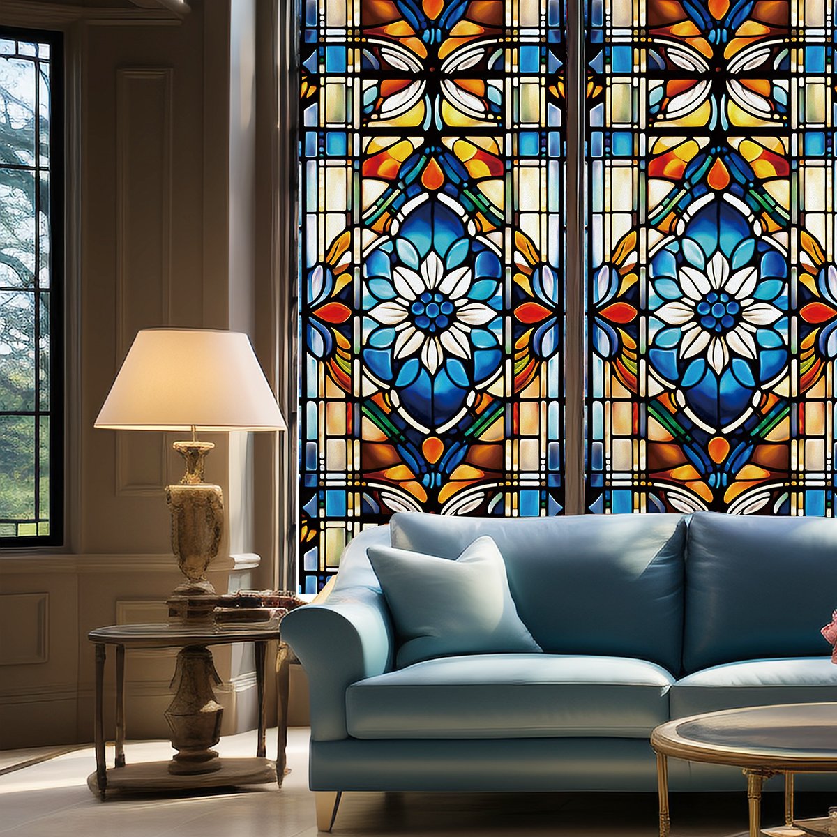 Hot selling Udk Printing Adhesive Stained Glass Sticker Decorative Self Adhesive Window Film