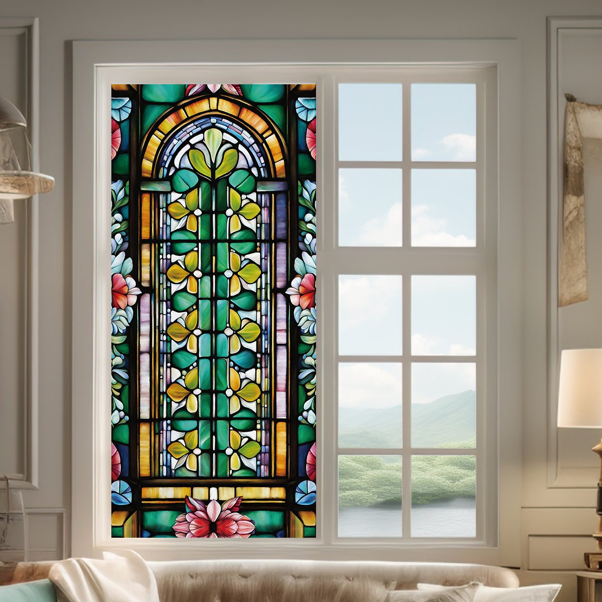 Hot selling Udk Printing Adhesive Stained Glass Sticker Decorative Self Adhesive Window Film