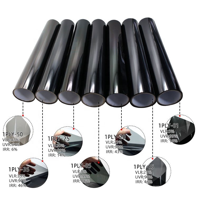 1ply Good price ultra black Window Tint Car Window Protection Tint Film UV Block Solar Window Film 1%~70%VLT Car Decor Film