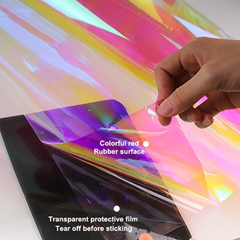 Dazzling Blue/Red Shopping Mall Commercial Office Building Colourful Holographic Rainbow Window Film
