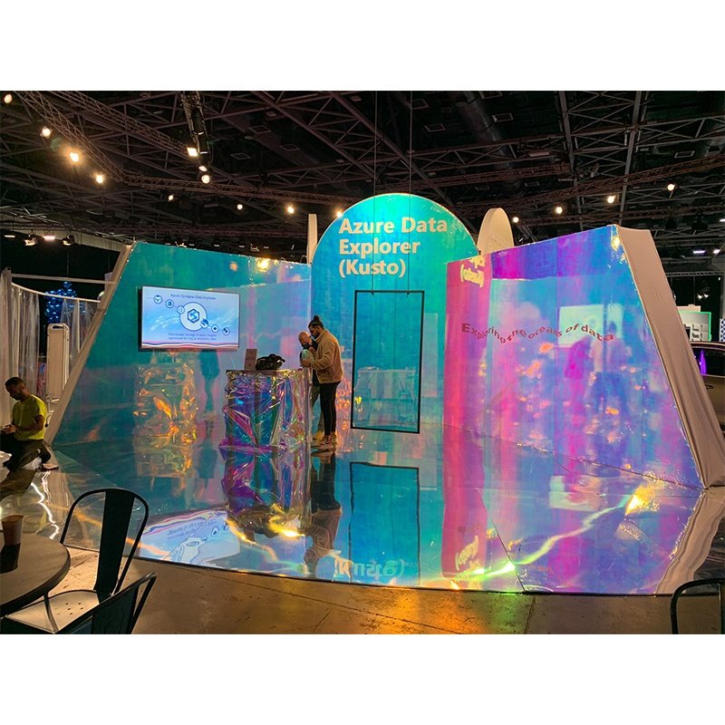 Dazzling Blue/Red Shopping Mall Commercial Office Building Colourful Holographic Rainbow Window Film