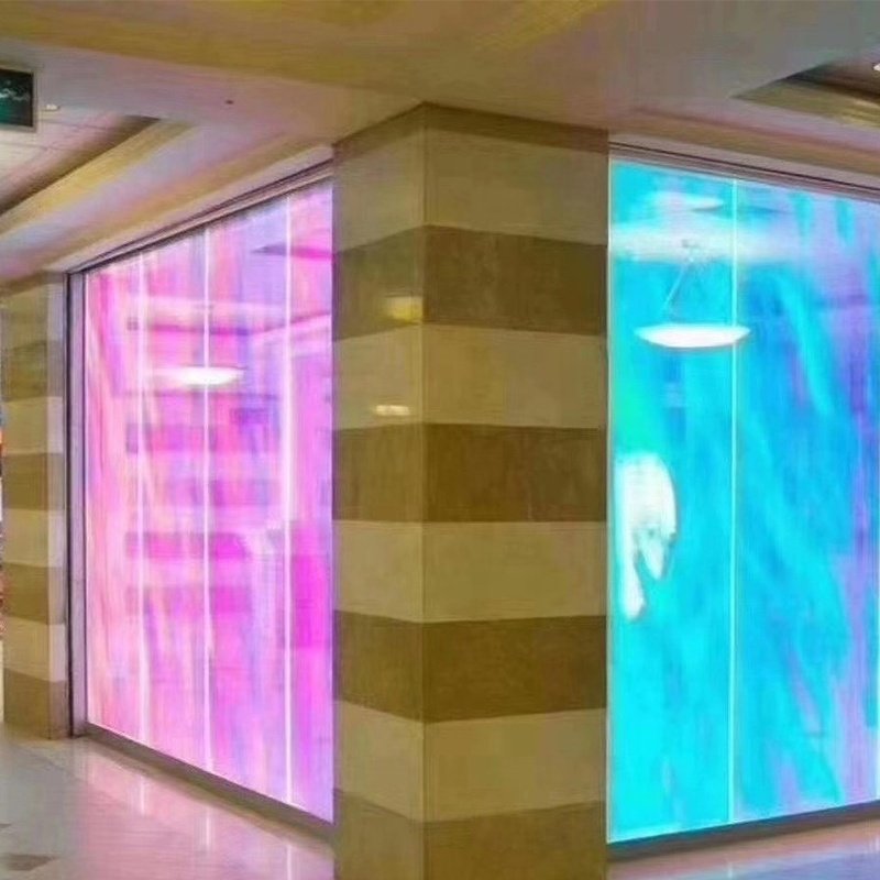Dazzling Blue/Red Shopping Mall Commercial Office Building Colourful Holographic Rainbow Window Film