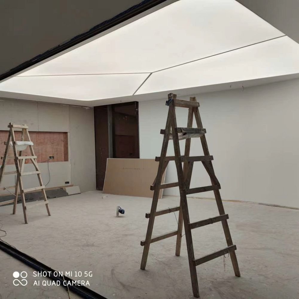 Modern Design PVC Stretch Ceiling White Translucent Decoration Film Opaque Matt Embossed Finish Free Sample Hotel
