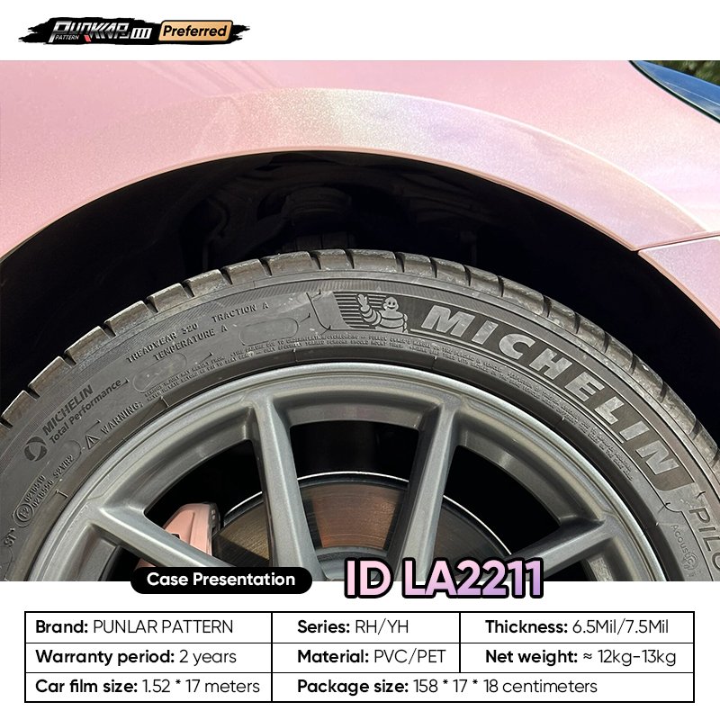 Customizable OEM Laser Pink Car Wrap Vinyl PET High-Gloss PVC Film 1.52Cm Wide Car Stickers Waterproof Color-Changing Film