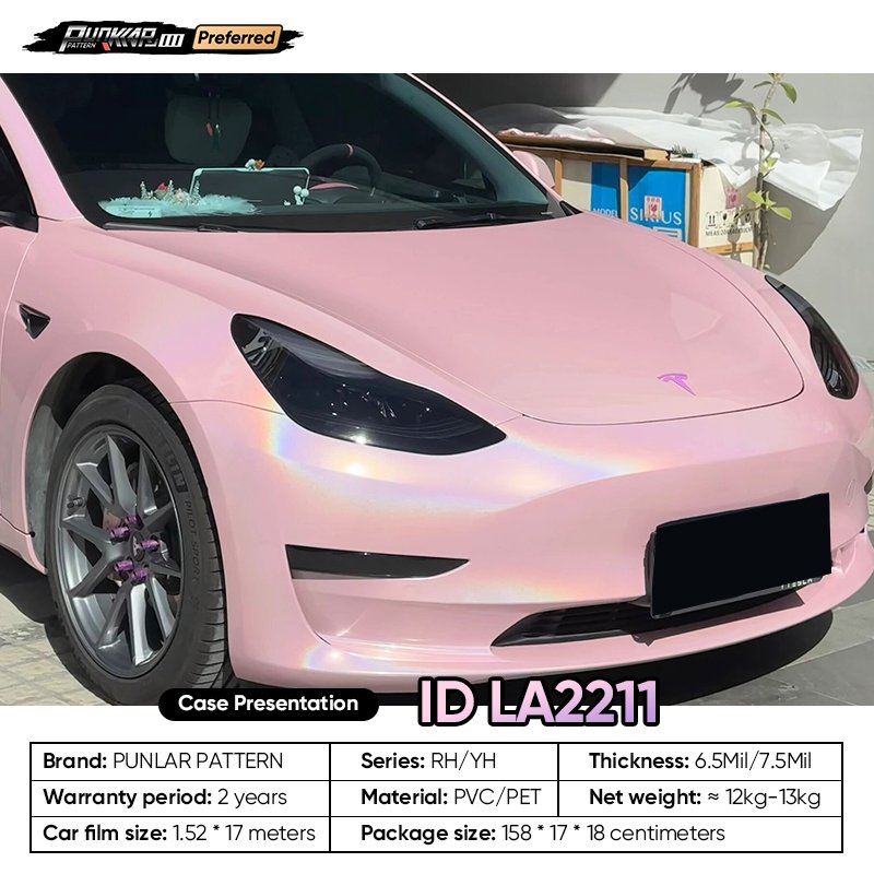 Customizable OEM Laser Pink Car Wrap Vinyl PET High-Gloss PVC Film 1.52Cm Wide Car Stickers Waterproof Color-Changing Film