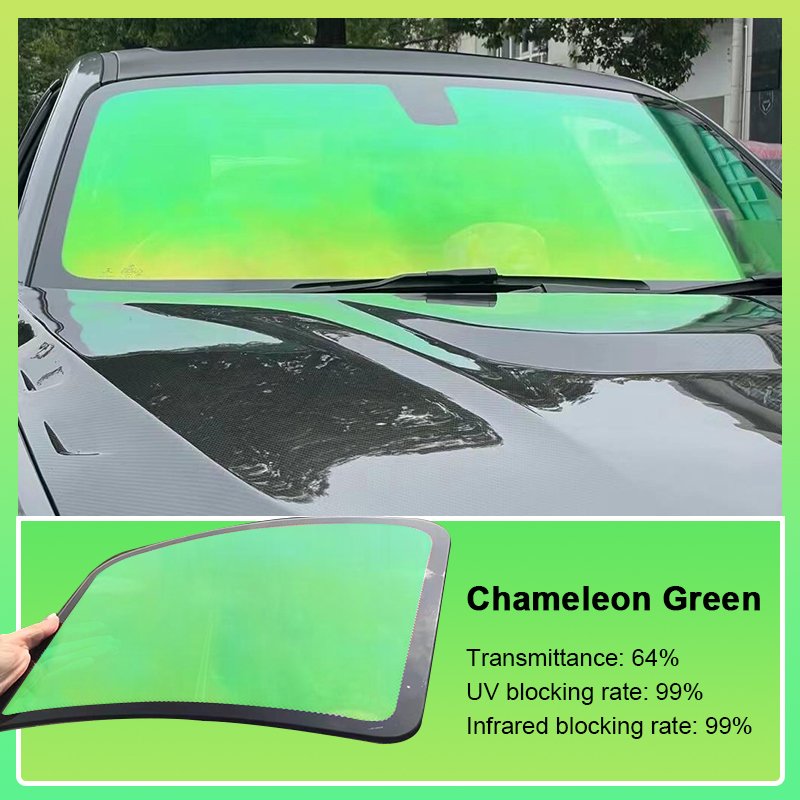 Chameleon green film protects car front windshield anti-ultraviolet sunscreen glass sticker solar protection film
