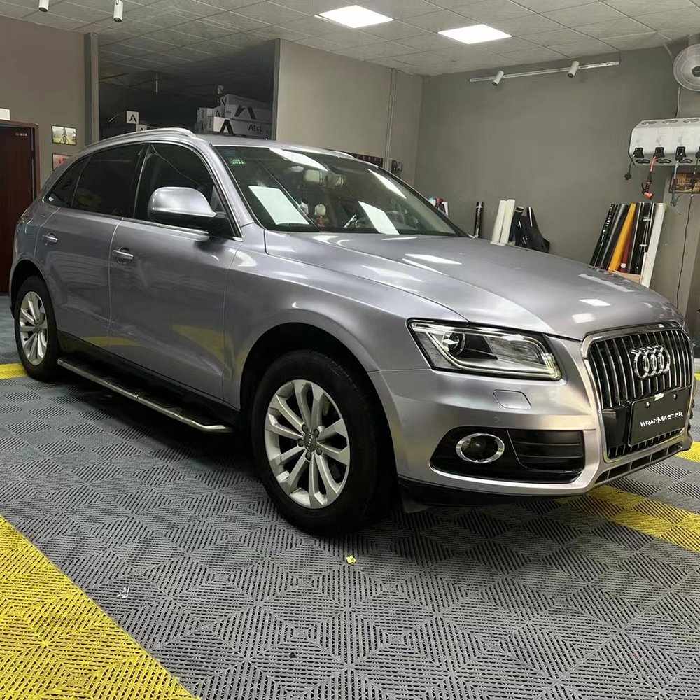 WRAPMASTER 1.52*17m Titanium Iron Grey Super Gloss Metallic Car Wrap Vinyl Vehicle Body PVC Sticker