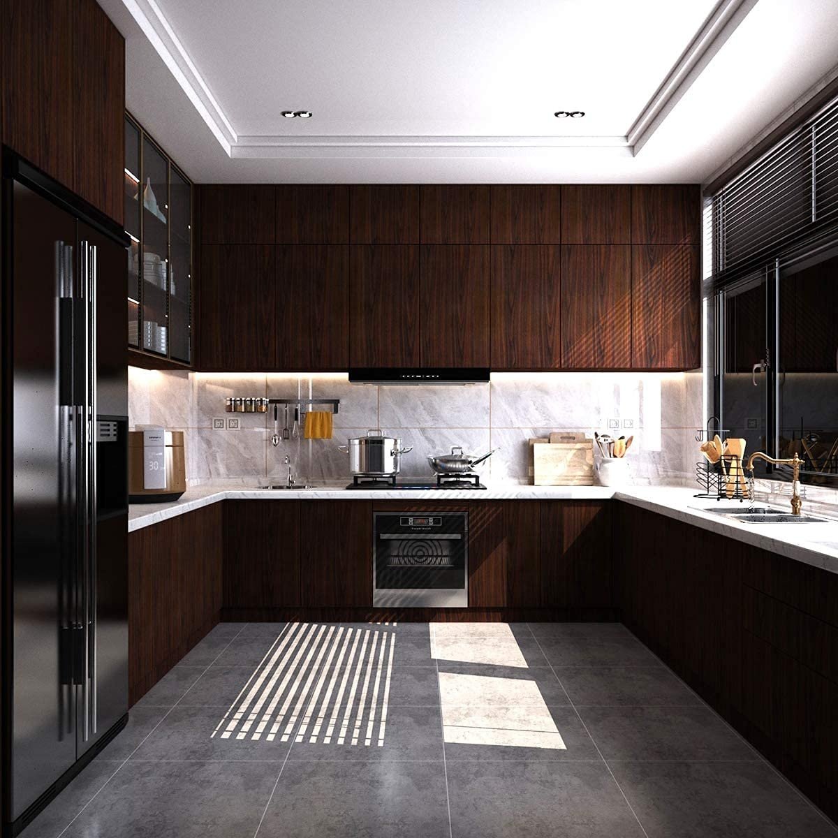Wood Interior Film Self Adhesive Embossed Wood Peel and Stick Wallpaper for Kitchen Cabinets