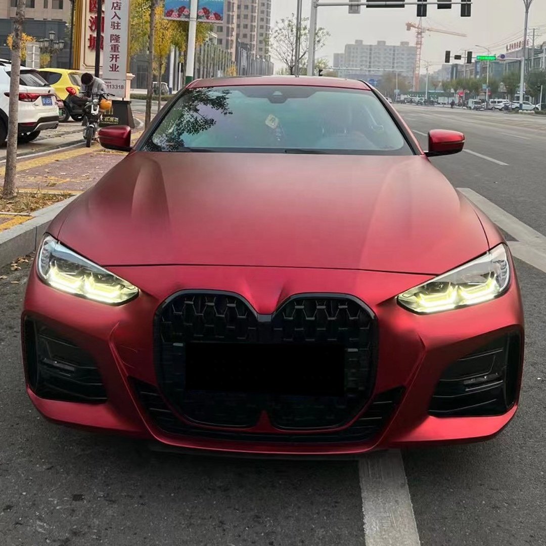 Pet Romani Red Vinyl Wrap Matte Red Adhesive Film Auto Wrapping Car Body Vinyl Decoration Film