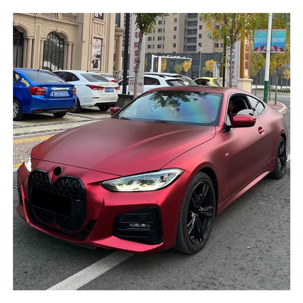 Pet Romani Red Vinyl Wrap Matte Red Adhesive Film Auto Wrapping Car Body Vinyl Decoration Film