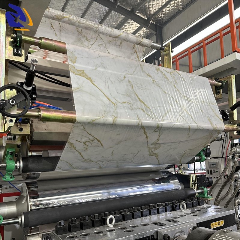 White Gilding Marble Design PVC Film For Wall Panel Gilded Stone Color Not Self Adhesive PVC Sheet For Furniture Laminating