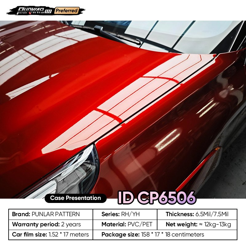 Customizable OEM Crystal Paint Red Car Wrap Vinyl PET High-Gloss PVC Film 1.52CM Car Stickers Waterproof Color-Changing Film