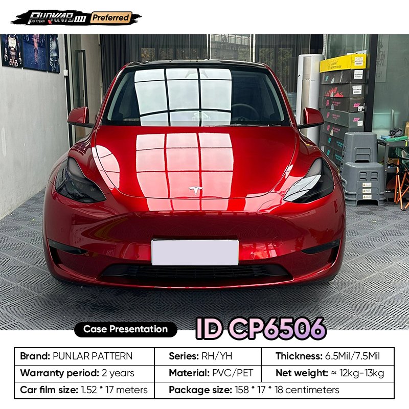 Customizable OEM Crystal Paint Red Car Wrap Vinyl PET High-Gloss PVC Film 1.52CM Car Stickers Waterproof Color-Changing Film
