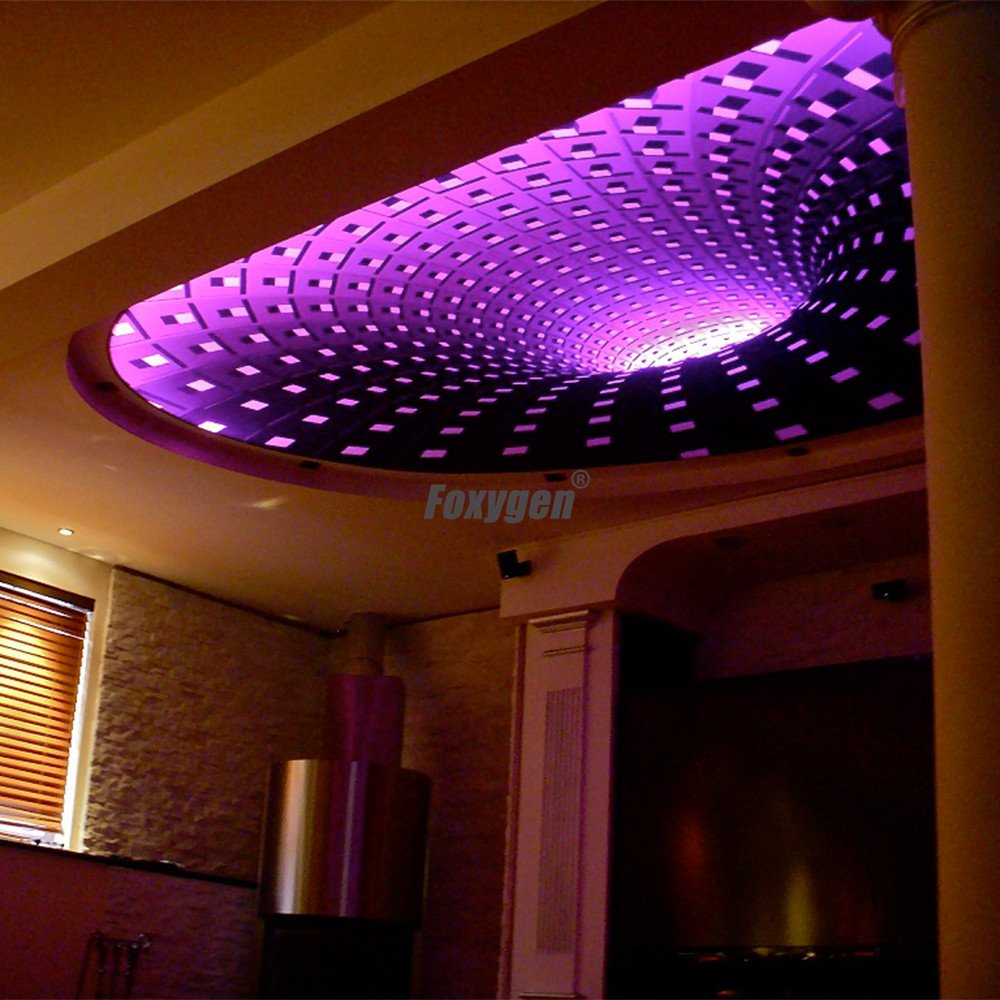3D decoration UV printed DIY Digital space luminaire false textile mural PVC stretch ceiling film plastic membrane for Roof