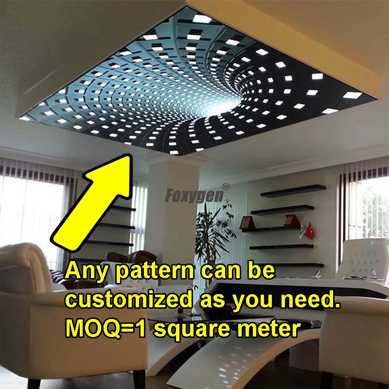 3D decoration UV printed DIY Digital space luminaire false textile mural PVC stretch ceiling film plastic membrane for Roof