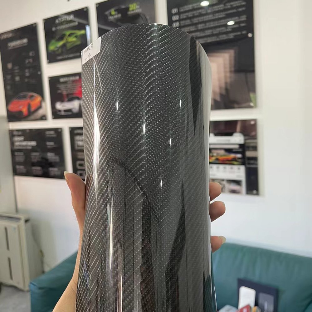 WRAPMASTER 1.52x17meter TPU gloss black carbon fiber car vinyl wrap cost