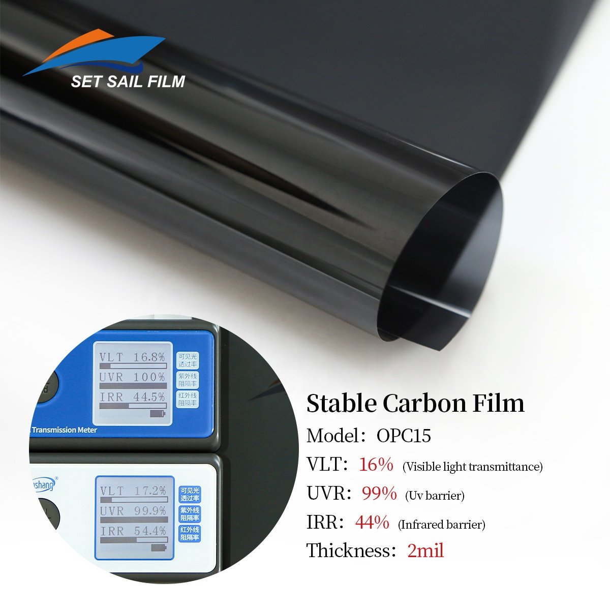 Customized Factory OPC15 Privacy Film For Car, 2ply Carbon Car Window Tint Film, Automotive Car Window Film Black Color Film