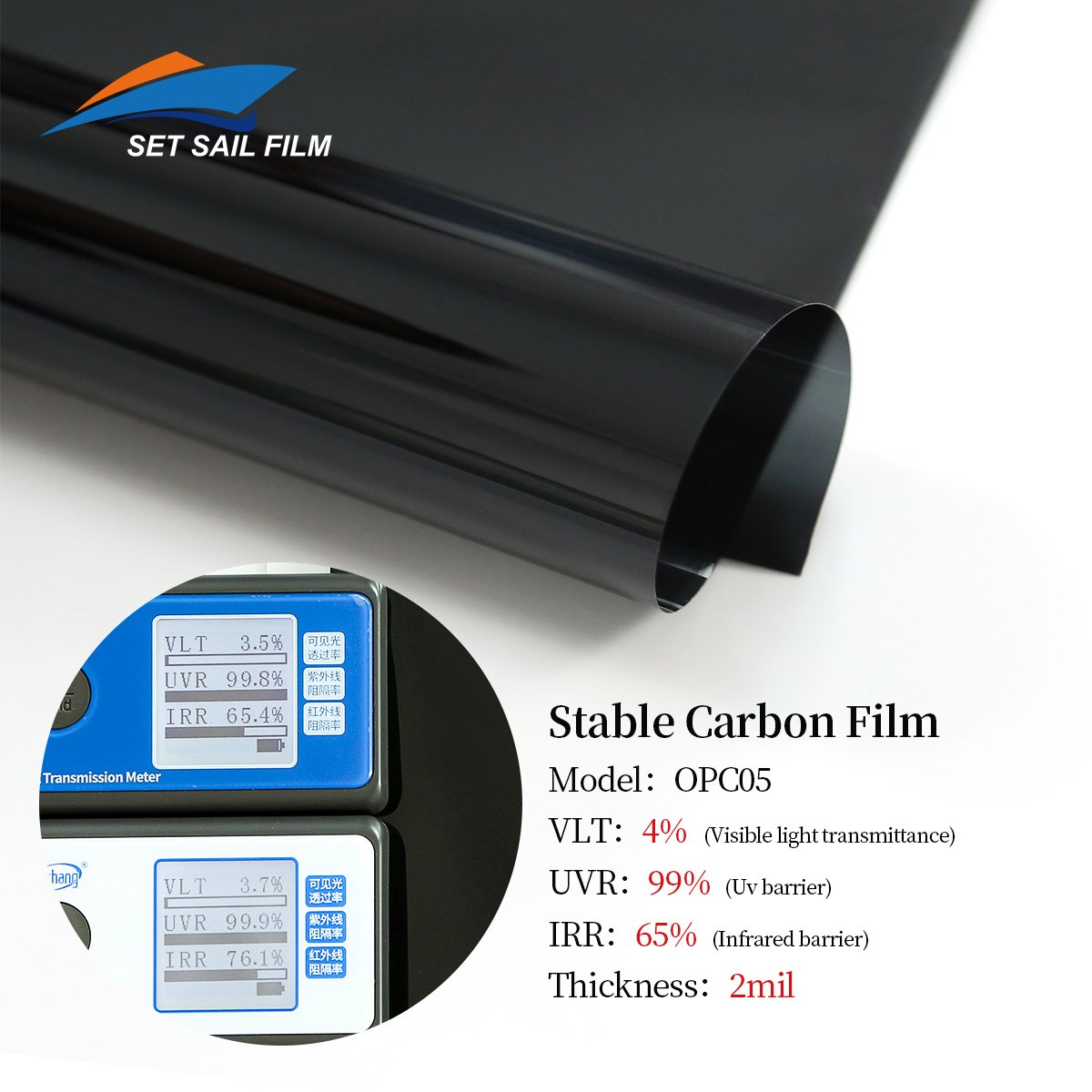 Customized Factory OPC15 Privacy Film For Car, 2ply Carbon Car Window Tint Film, Automotive Car Window Film Black Color Film