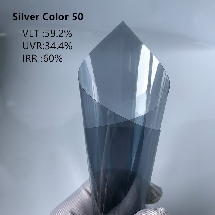 Nasido Silver Color 50%VLT sunrooms & glass houses anti-glare building Decorative Films with thermal insulating effect