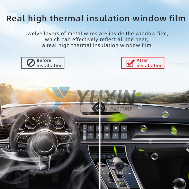 1.52x30m Anti Scratch Self Adhesive Car Window Solar Film Anti Explosion 2Mil Auto Glass Tint Film Nano Ceramic Car Tint Film