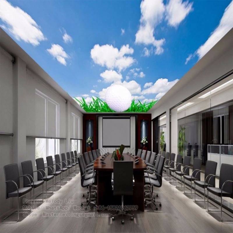 3d Customized Panel Construction Decoration Uv Printed Stretch Ceiling Film