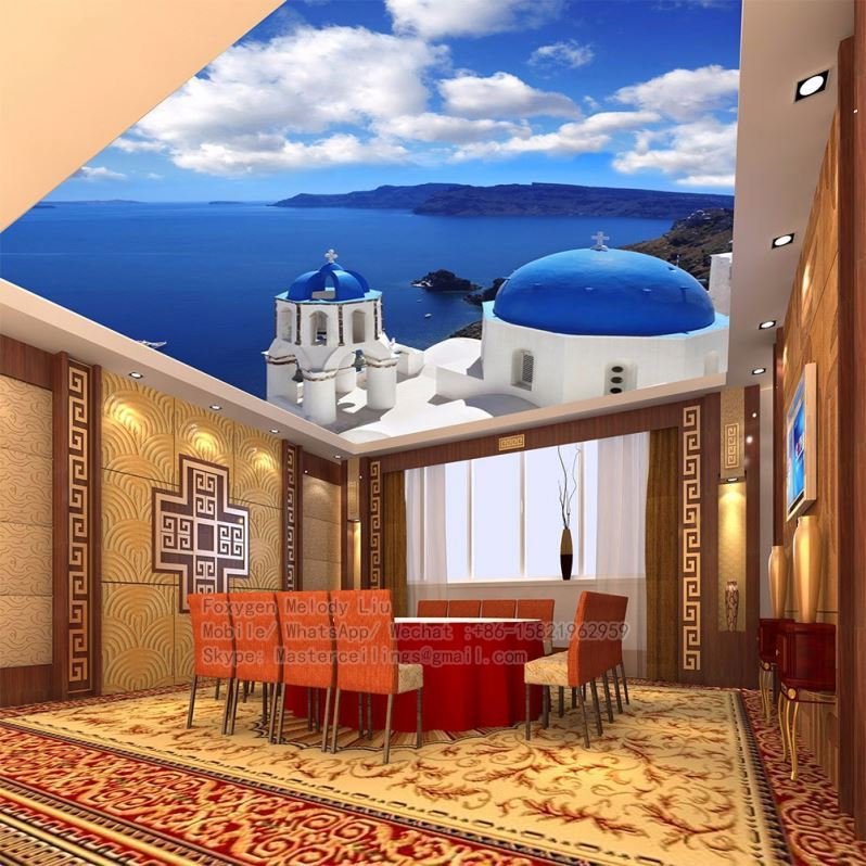 3d Customized Panel Construction Decoration Uv Printed Stretch Ceiling Film