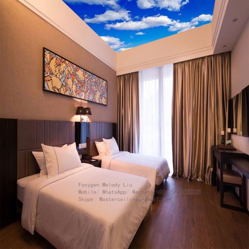 3d Customized Panel Construction Decoration Uv Printed Stretch Ceiling Film