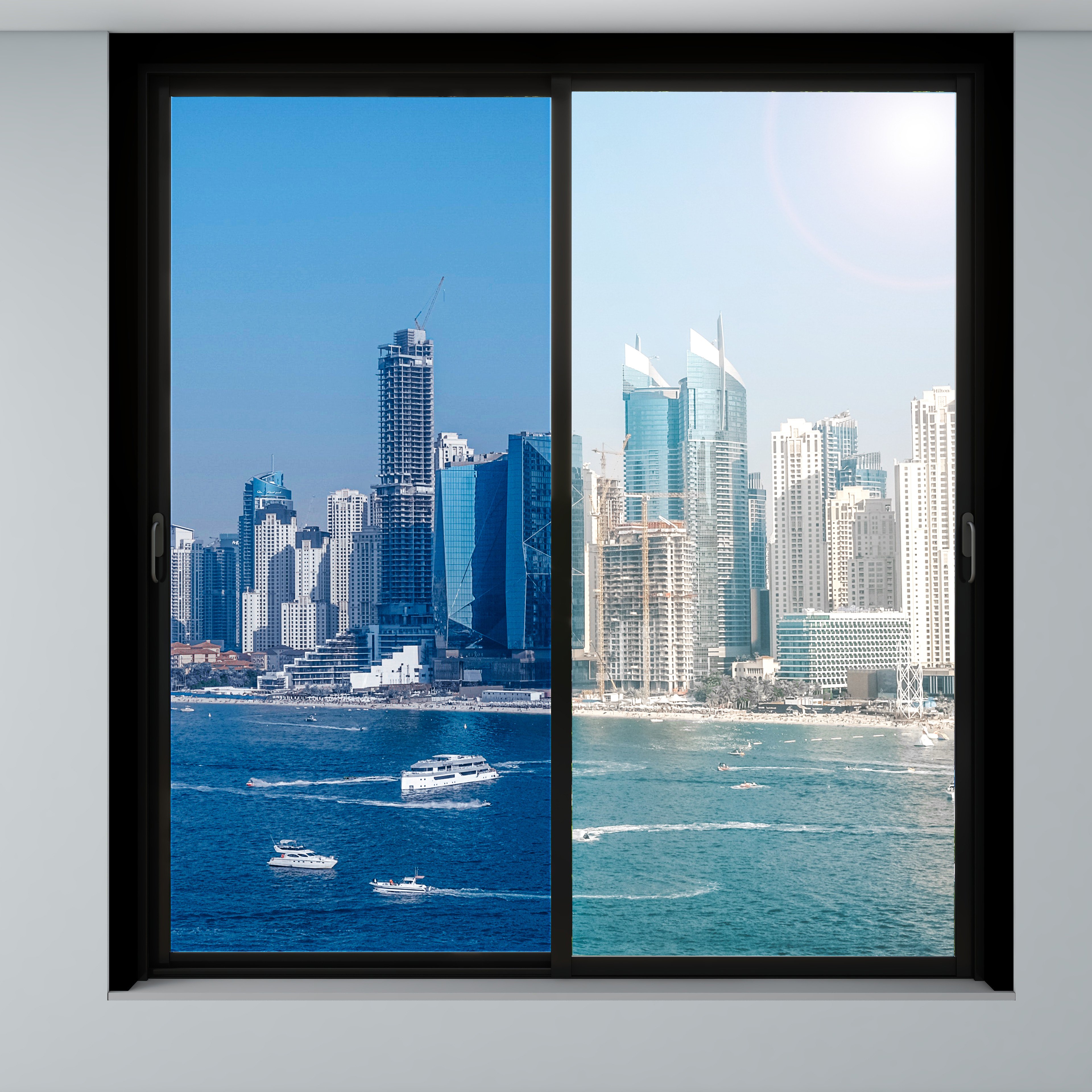 DUUEIHHUER Modern PVC Privacy Film Easy Self-Adhesive Installation Heat UV Shield Decorative Apartment Use Glass Windows