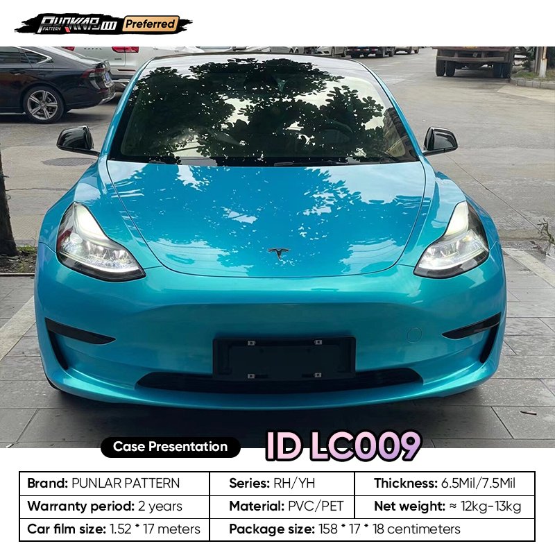 Customizable OEM Coral Sky Blue Car Wrap Vinyl PET High-Gloss PVC Film 1.52CM Car Stickers Waterproof Color-Changing Film