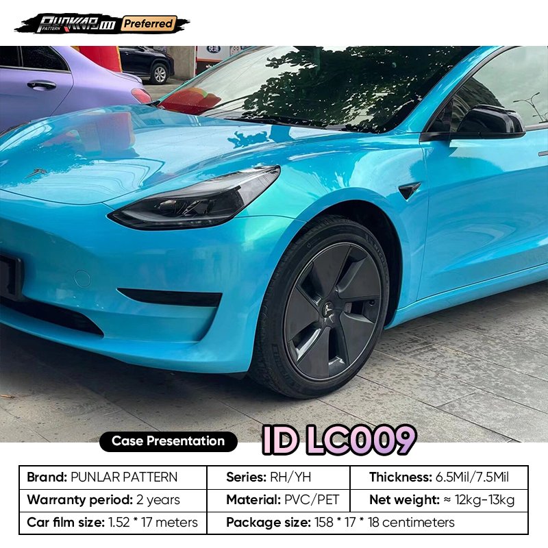 Customizable OEM Coral Sky Blue Car Wrap Vinyl PET High-Gloss PVC Film 1.52CM Car Stickers Waterproof Color-Changing Film