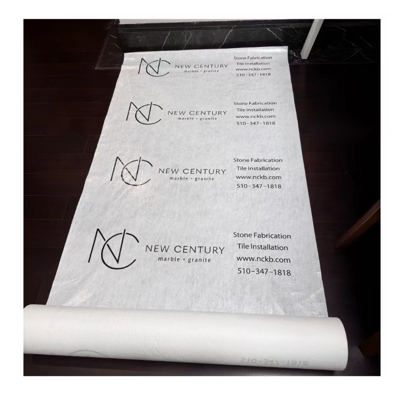 Decorative White Self Adhesive Sticky Temporary Floor Cover Fleece Floor Protector