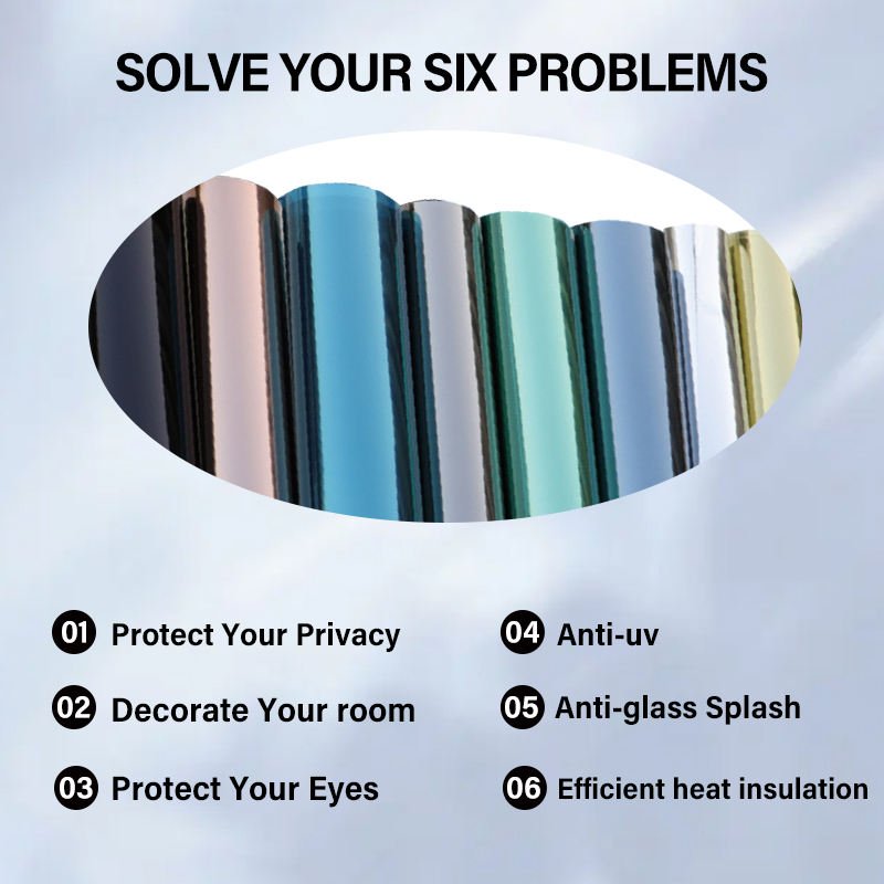Window Privacy Film Daytime Anti UV Sun Blocking Heat Control Reflective Window Tint for Home Office Building