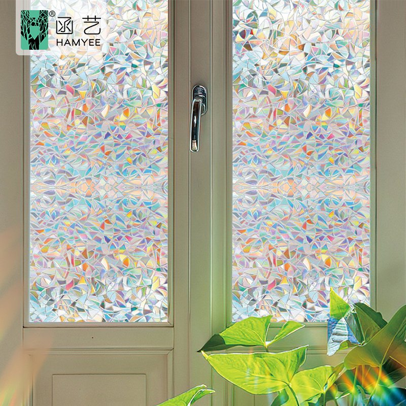 Rainbow static cling waterproof decorative privacy window glass film for home decoration