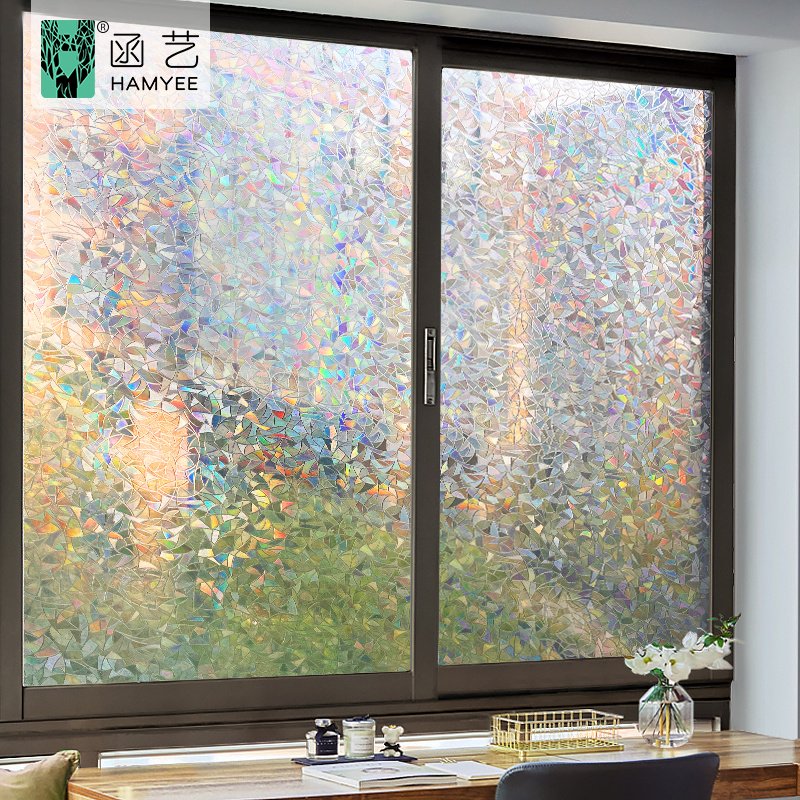 Rainbow static cling waterproof decorative privacy window glass film for home decoration