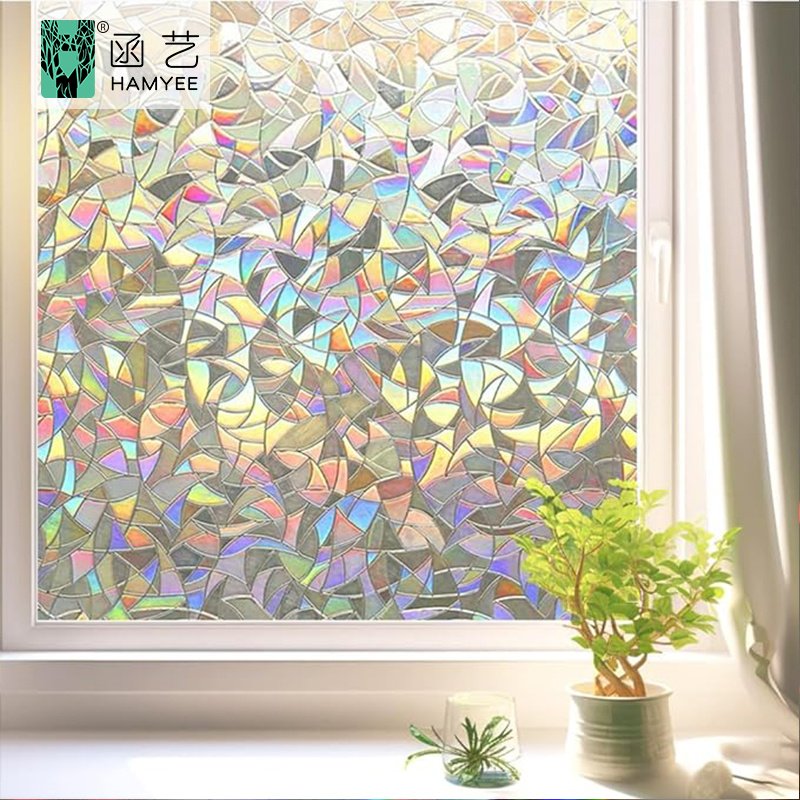 Rainbow static cling waterproof decorative privacy window glass film for home decoration