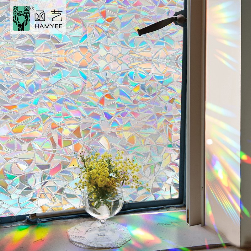 Rainbow static cling waterproof decorative privacy window glass film for home decoration