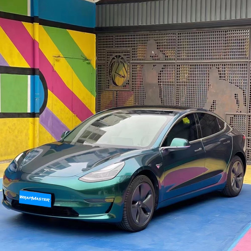 WRAPMASTER 1.52*18m PET Liner Painting Super Glossy Metallic Royal Green Gloss Car Wrap Vinyl Sticker