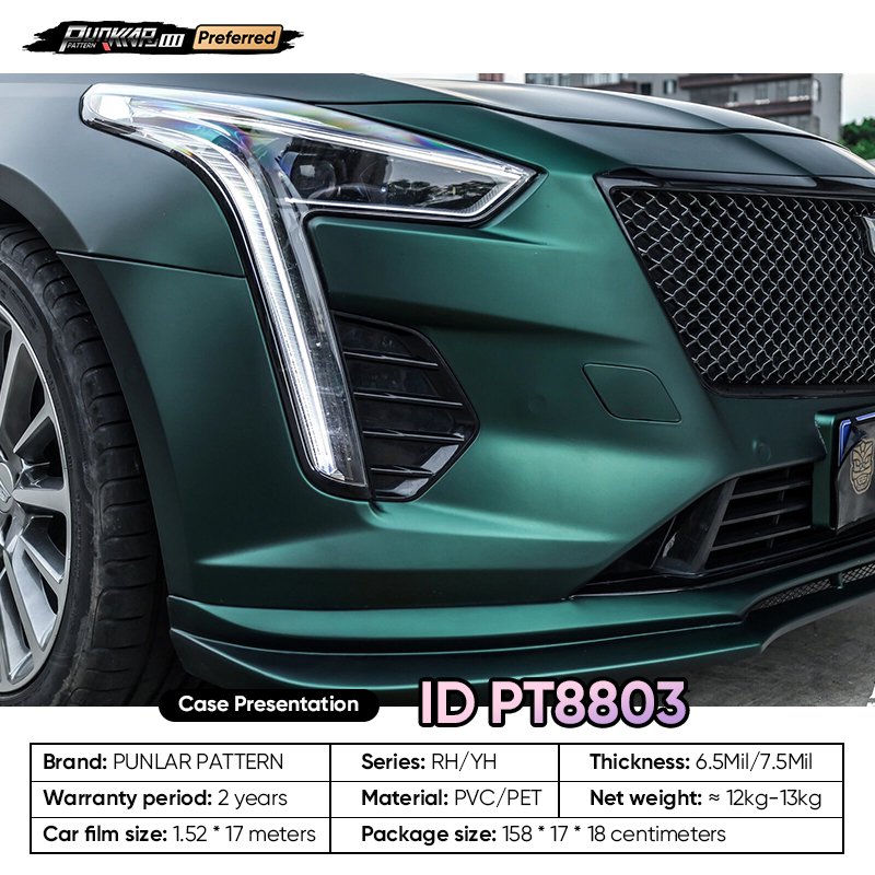 Customizable OEM Matte Gloss Electroplated Green PET Vinyl Film High-Gloss PVC Film 1.52 Cm Wide Waterproof Color-Changing Film