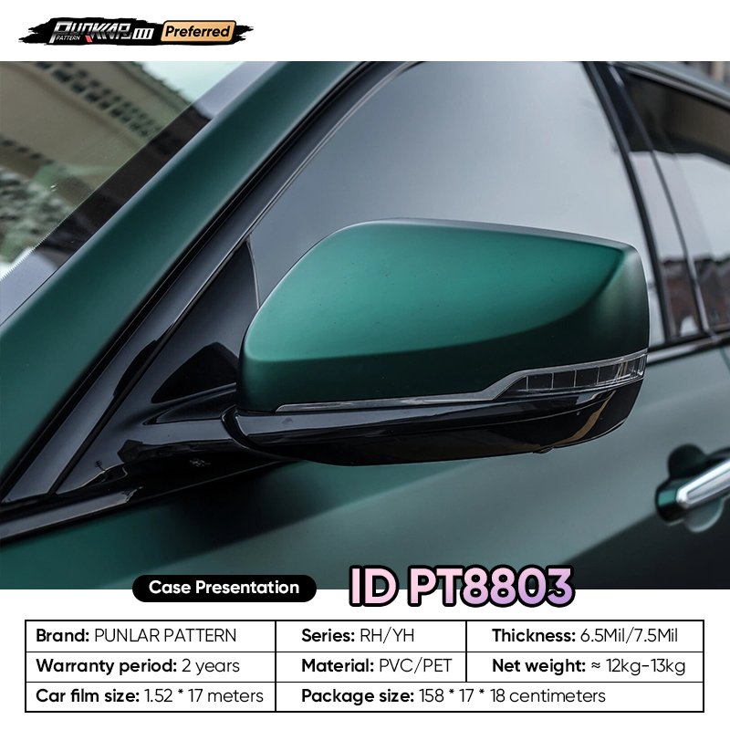 Customizable OEM Matte Gloss Electroplated Green PET Vinyl Film High-Gloss PVC Film 1.52 Cm Wide Waterproof Color-Changing Film