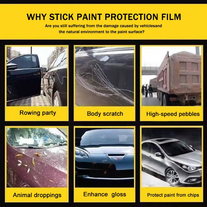 TPU Full Body Car Wrap Vinyl Film Silver PPF Color Changing Sticker Roll Glossy UV Proof Anti-scratch Material Car Decoration