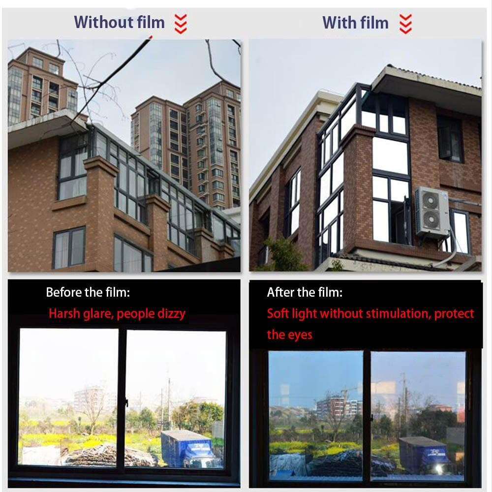 Heat Control One Way Mirror UV Protection Building Glass Decoration Film Window Protect Film Silver Reflective Window Tint Film