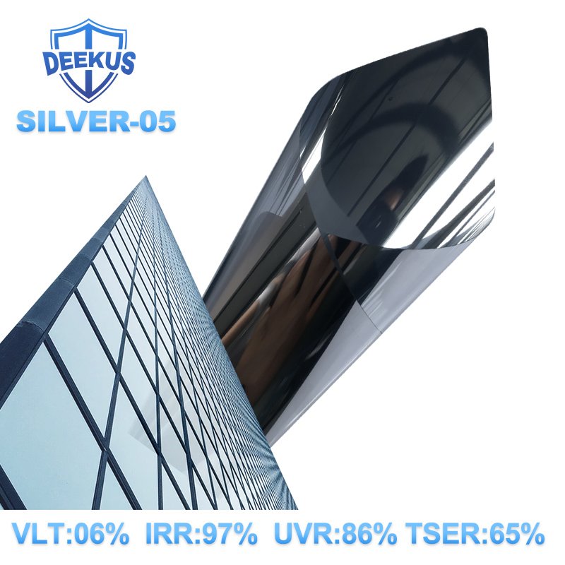 Deekus SILVER-05 Security Sun Control Window Film privacy film for high-rise buildings windows Decorative Films 2Mil